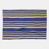 Gemusterte Streifen aus Gold und Marinebarnen Geschirrtuch (Horizontal)