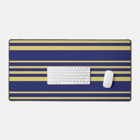 Gemusterte Streifen aus Gold und Marinebarnen Schreibtischunterlage (Tastatur & Maus)