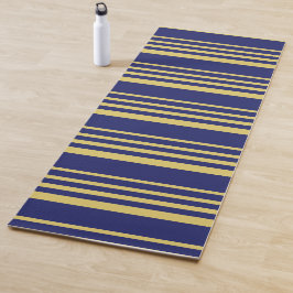 Gemusterte Streifen aus Gold und Marinebarnen Yogamatte
