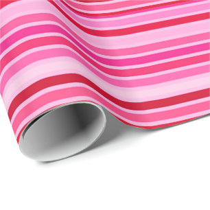 Gemusterte Streifen, Fuchsia, Maroon und Pink  Geschenkpapier