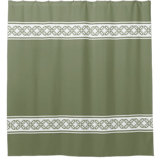 Gemusterte Streifen mit weißer Geometrie auf der E Duschvorhang (Vorderseite)