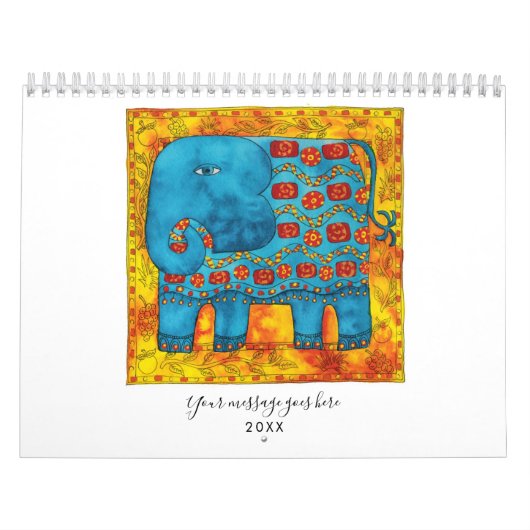 Gemusterte Tiere Wasserfarben Kunst Kalender (Titelbild)