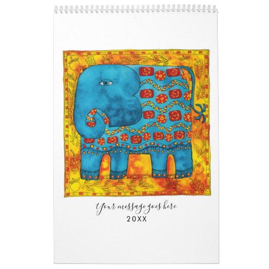 Gemusterte Tiere Wasserfarben Kunst Kalender (Titelbild)