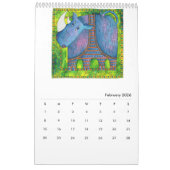 Gemusterte Tiere Wasserfarben Kunst Kalender (Feb 2026)