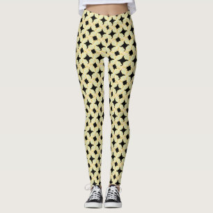 Gemusterte trendige Mode in Schwarz und Zitrone Leggings