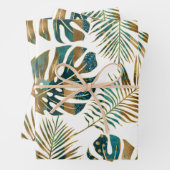 gemusterte tropische Blätter aquamarin und gold (Beispiel)