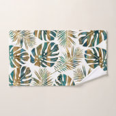 gemusterte tropische Blätter aquamarin und gold Badhandtuch Set (Handtuch)