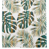 gemusterte tropische Blätter aquamarin und gold Duschvorhang (Vorderseite)