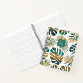 gemusterte tropische Blätter aquamarin und gold, m Notizblock (Innenseite)