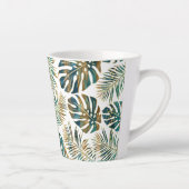 gemusterte tropische Blätter aquamarin und gold Milchtasse (Rechts)