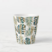 gemusterte tropische Blätter aquamarin und gold Milchtasse (Vorderseite)
