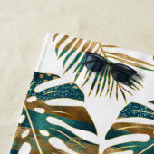 gemusterte tropische Blätter aquamarin und gold Strandtuch (Beispiel)