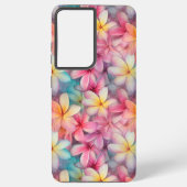 Gemusterte tropische Plumeria Frangipani Samsung Galaxy Hülle (Rückseite)