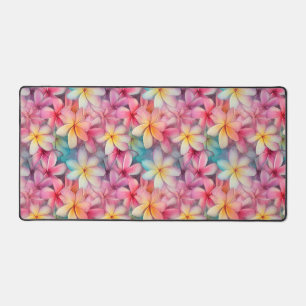 Gemusterte tropische Plumeria Frangipani Schreibtischunterlage