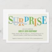 Gemusterte überraschende Party Einladung in Grün (Vorne/Hinten)