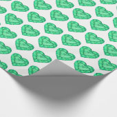 Gemusterte Verpackung des Smaragdherz Aquarellkuns Geschenkpapier (Ecke)