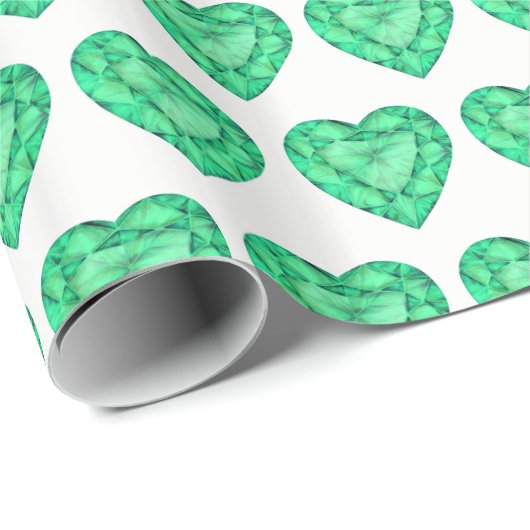 Gemusterte Verpackung des Smaragdherz Aquarellkuns Geschenkpapier (Rolleneckpunkt)