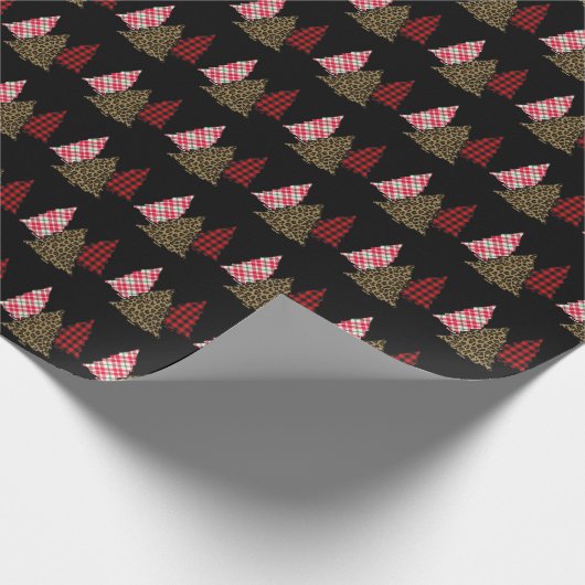 Gemusterte Weihnachtsbäume Geschenkpapier (Ecke)