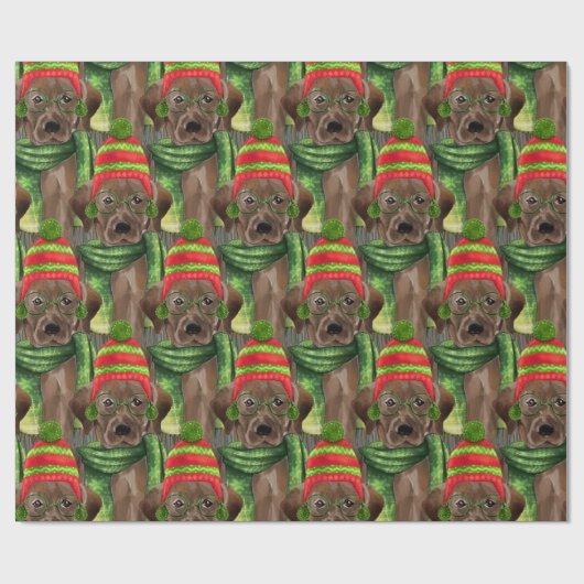 Gemusterte Weihnachtsschokolade Labrador Urlaub Geschenkpapier (Flach)