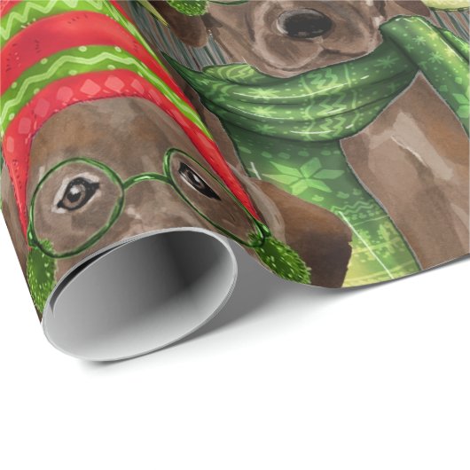Gemusterte Weihnachtsschokolade Labrador Urlaub Geschenkpapier (Rolleneckpunkt)