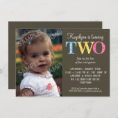 Gemusterte zwei Geburtstags-Party Einladung (Vorne/Hinten)