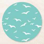 Gemusterter Blaue und Weißmeer-Vogel Runder Pappuntersetzer (Vorderseite)