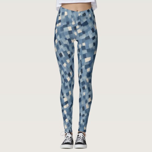 Gemusterter blauer Farbeffekt Drucke Leggings (Vorderseite)