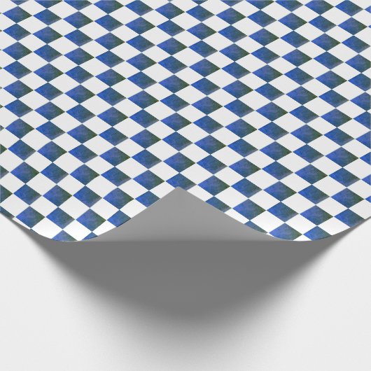 Gemusterter blauer und weißer Karo Geschenkpapier (Ecke)