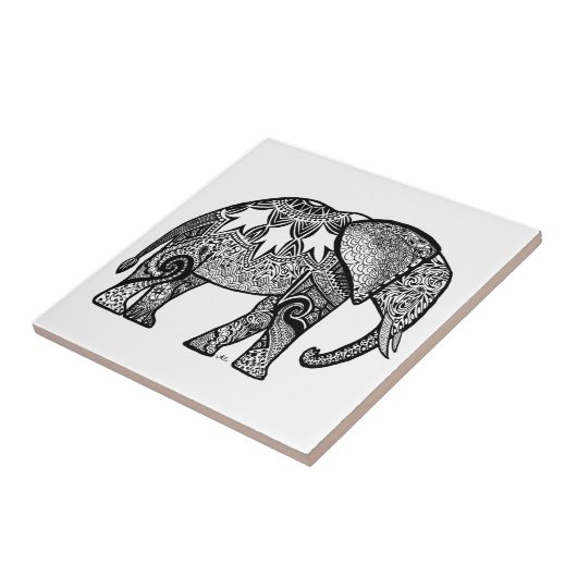 Gemusterter Elefant Fliese (Seite)