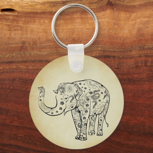 Gemusterter Elefant Schlüsselanhänger (Vorderseite)