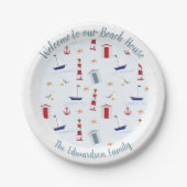 Gemusterter Empfang am Strand Pappteller (Vorderseite)