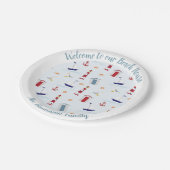 Gemusterter Empfang am Strand Pappteller (Schrägansicht)