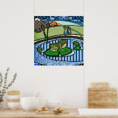 Gemusterter Frosch in einem Teich Poster (Küche)