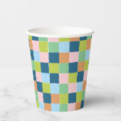Gemusterter Fun-Checkerboard-Block Pappbecher (Vorderseite)
