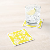 Gemusterter, gelber und weißer Mittelmeeranstrich Rechteckiger Pappuntersetzer (Vor Ort)