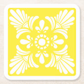 Gemusterter, gelber und weißer Mittelmeeranstrich Rechteckiger Pappuntersetzer (Vorderseite)