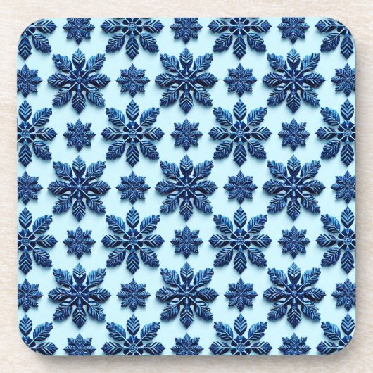 Gemusterter Hintergrund der Blauen Schneeflocke Getränkeuntersetzer (Vorderseite)