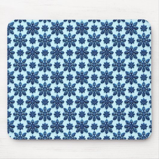 Gemusterter Hintergrund der Blauen Schneeflocke Mousepad (Vorne)