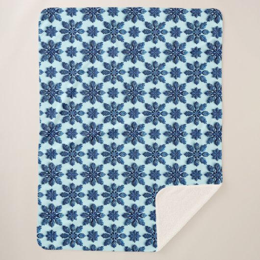 Gemusterter Hintergrund der Blauen Schneeflocke Sherpadecke (Vorderseite)