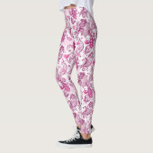 Gemusterter lila und rosa Bird Leggings (Links)