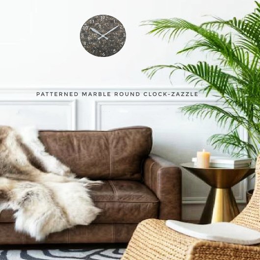 Gemusterter Marmor Runde Wanduhr