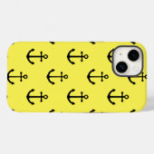 Gemusterter schwarzer Ankergelber Hintergrund Case-Mate iPhone Hülle (Rückseite (Horizontal))