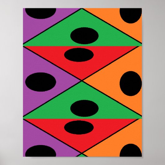 Gemusterter schwarzer Polka-Punkt Poster (Vorne)