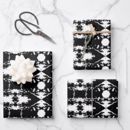 Gemusterter schwarzer Thumbprint-Cookie-Tree Geschenkpapier Set