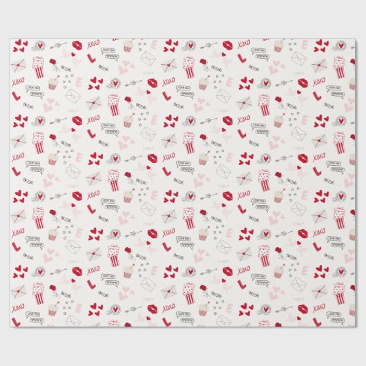 Gemusterter Valentinstag Geschenkpapier (Flach)