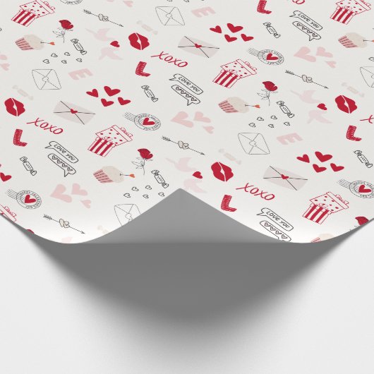 Gemusterter Valentinstag Geschenkpapier (Ecke)