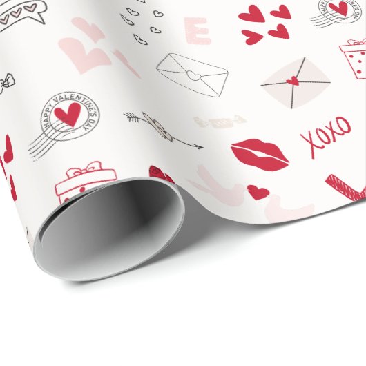 Gemusterter Valentinstag Geschenkpapier (Rolleneckpunkt)