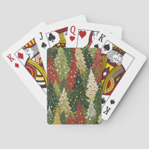 Gemusterter Wald aus festlichen Tannen Spielkarten