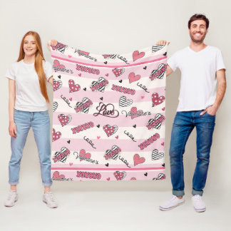 Gemusterter XOXO Valentinstag Fleecedecke