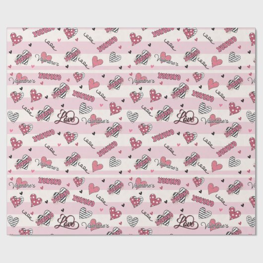 Gemusterter XOXO Valentinstag Geschenkpapier (Flach)